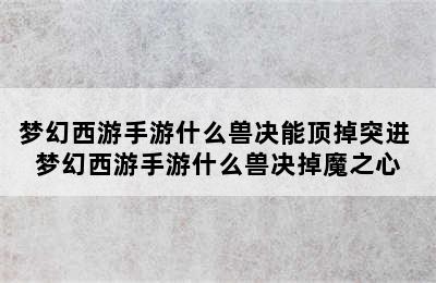 梦幻西游手游什么兽决能顶掉突进 梦幻西游手游什么兽决掉魔之心